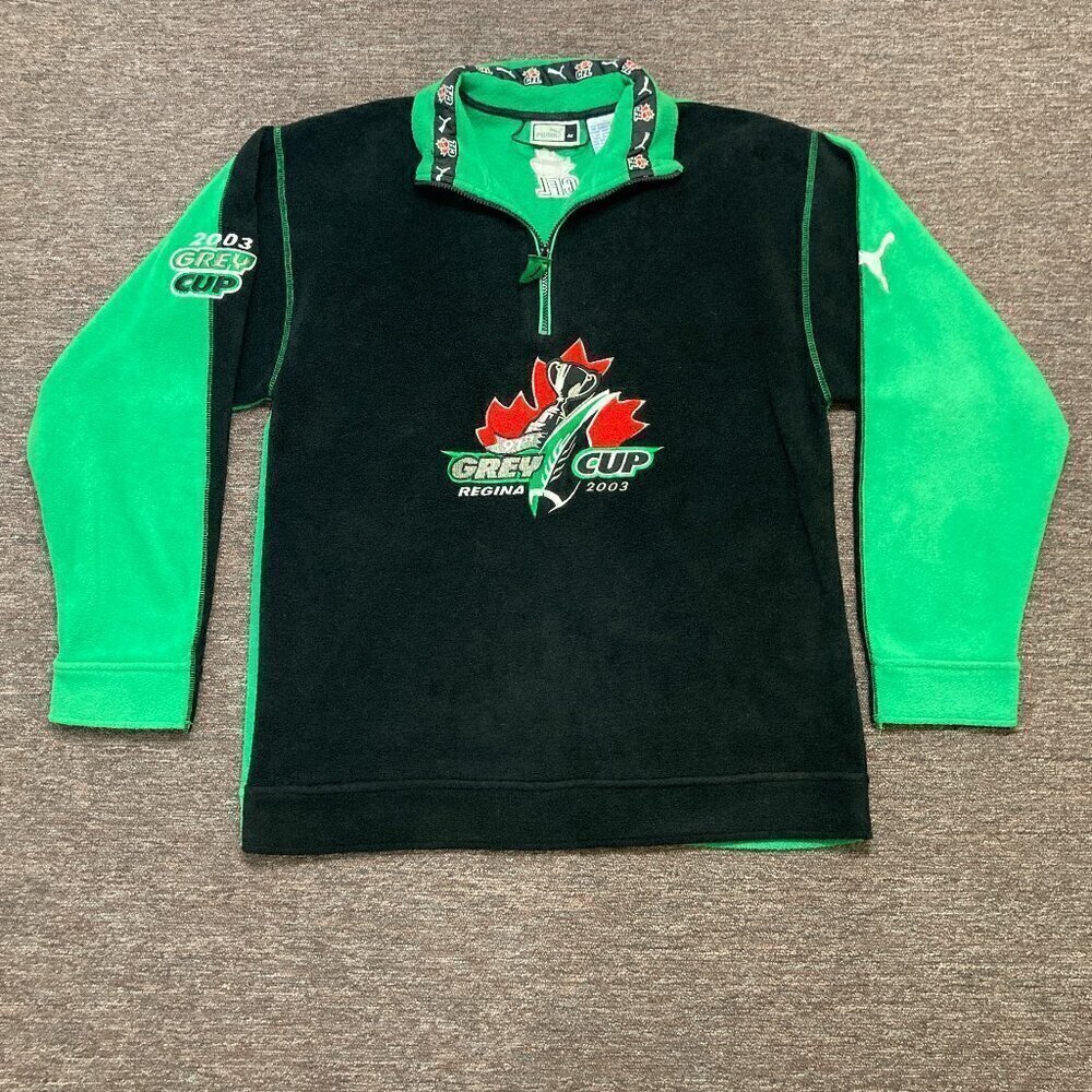 VTG Rare 2003 Puma 91st Grey Cup Football Fleece Sweater Jacket‎ Mens Medium